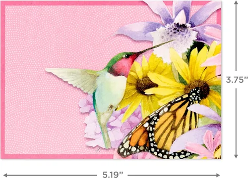 Vista 3 de Hallmark Marjorlein Bastin - Tarjetas en blanco, paquete de 20 (mariposa y colibrí)