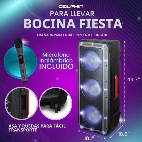 Vista 2 de Dolphin SP-310RBT Triple 10" recargable Fiesta altavoz, fuerte, bajo, portátil