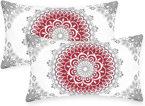 Vista 14 de CaliTime Fundas de Almohadas Decorativas Paquete de 2 Cómodas de Vellón Mandala Dalia Floral Medallón Estilo Brújula Fundas de Cojines para Sofá