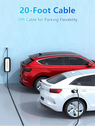 Vista 5 de Cargador EV, 16Amp 110V/240V Portátil Nivel 1 Nivel 2 Estación de carga de vehículos eléctricos con enchufe NEMA 6-20 y adaptador NEMA 5-15