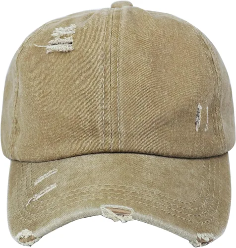 Vista 3 de Muryobao Gorra de béisbol ajustable de algodón desgastado para mujer, diseño de cola de caballo y moño desordenado