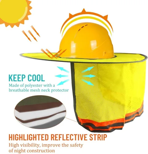 Vista 3 de WMYCONGCONG Protector solar de ala completa, visera de malla para el cuello, con tira reflectante para construcción al aire libre, accesorios