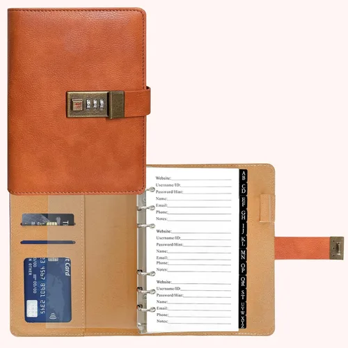 Vista 11 de BTSFTOGET Refillable Password Book Binder with Alphabetical Tabs and Lock, 576 Passwords Large Print, 316 Pages Password Keeper for Computer &