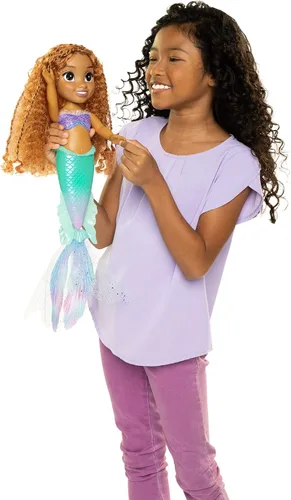 Vista 3 de The Little Mermaid Disney Little Mermaid Movie - Impresionante muñeca Ariel de 15 pulgadas con cola iridiscente nacarada y aletas de tela brillante