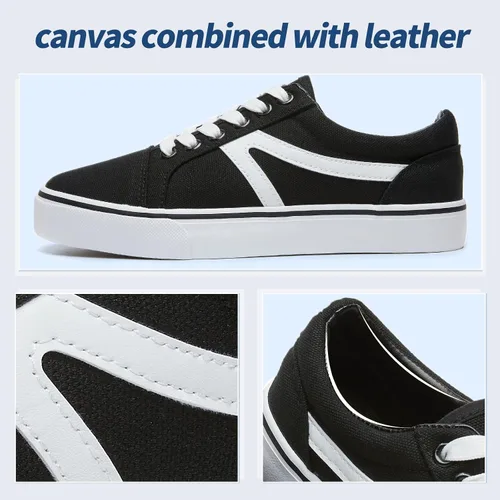 Vista 4 de Fashion Canvas Sneakers for Women Womens Casual Shoes Low Top Canvas Shoes for Women White Black Sneakers