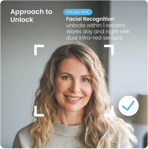 Vista 3 de Lockly Visage Zeno Series Smart Lock, Cerradura inteligente con reconocimiento facial y entrada sin llave por huellas dactilares, cerrojo