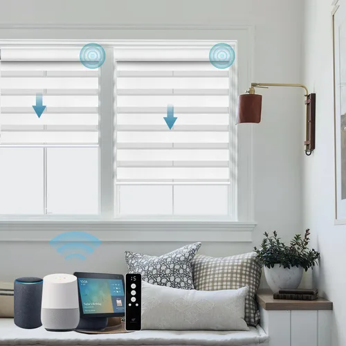 Vista 22 de SmartWings - Persianas motorizadas de cebra con control remoto, persianas de filtrado de luz inteligentes y semitransparentes para ventanas