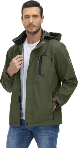 Vista 2 de MAGCOMSEN Chaqueta impermeable ligera para hombre, con capucha desmontable, para senderismo, pesca, ropa deportiva
