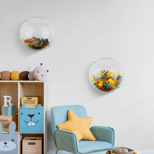 Vista 5 de Yungyan Organizador de pared de acrílico para juguetes, 2 unidades, almacenamiento de juguetes para niños, dispensador colgante, contenedor