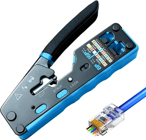 Vista 3 de Gaobige Kit de herramientas de red, Cat6 Cat5e Cat5 Herramienta de prensado RJ45 Kit de herramientas de crimpado, Pass Through rj45 Crimper, Wire