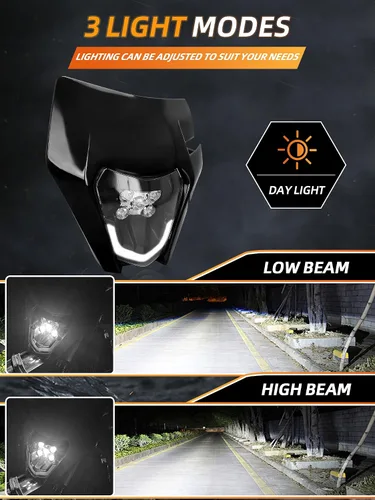 Vista 5 de JFG RACING - Kit de faro delantero LED universal para la mayoría de motocicletas, motocross, enduros, minimotos, supermotos CR CRF XR YZ YZF XC XCF