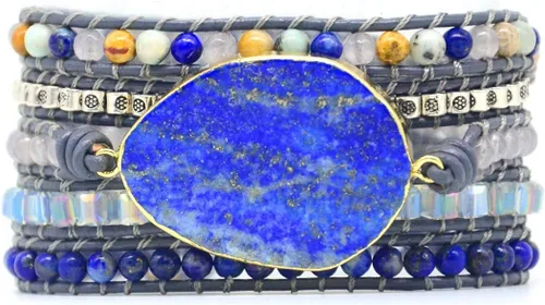 Vista 112 de ZOSOJONA - Pulseras bohemias hechas a mano de piedra natural, que dan vuelta, con cuentas de cristal de turquesa