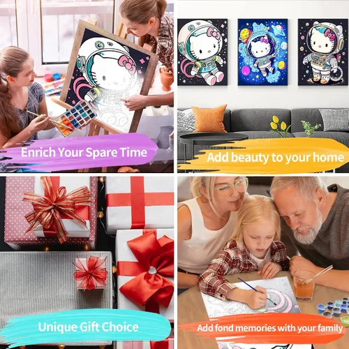 Vista 6 de YALKIN Pintura por números para adultos principiantes, paquete grande de 3 kits de pintura por números para adultos y niños, kits de pintura