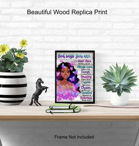 Vista 4 de Arte de pared y decoración de niña negra, póster con imagen de mujeres afroamericanas, mujeres, adolescentes, lindas afirmaciones positivas, regalos