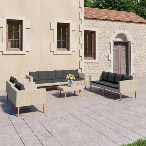 Vista 2 de Tidyard Juego de salón de patio de 5 piezas con cojines sofá de 2 plazas, sofá de 3 plazas, 2 sofás individuales, juego de conversación de mesa Beige