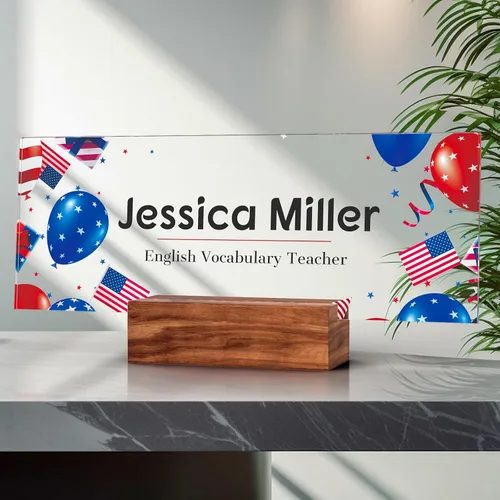 Vista 48 de Placa de identificación personalizada para escritorio, decoración de oficina de acrílico transparente con diseño de flores, decoraciones