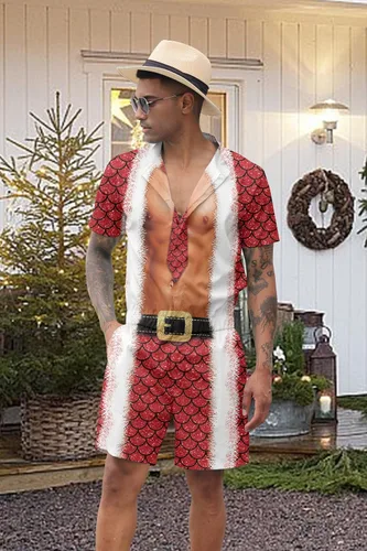 Vista 3 de Goodstoworld Mono hawaiano masculino con cierre de cremallera y bolsillo S-XXL