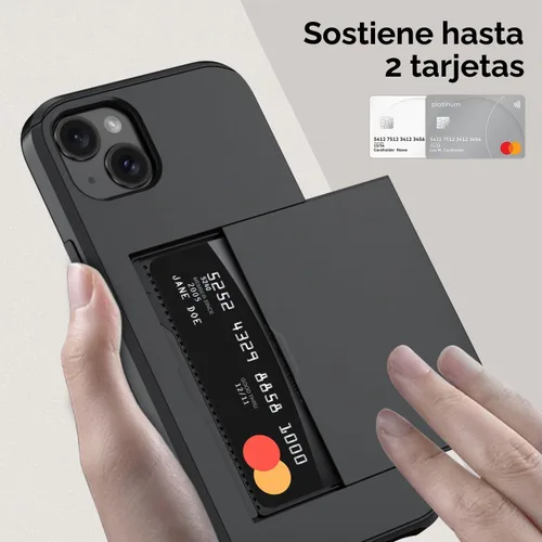 Vista 2 de Qinmay Funda compatible con iPhone 13 con tarjetero, doble capa a prueba de golpes, funda protectora resistente con ranura oculta delgada
