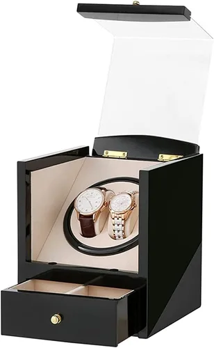 Vista 7 de Automatic Single Watch Winder with Quiet Japanese Motor,AC Adapter or Battery Powered,Premium Leather Exterior and Soft Flexible Watch Pillows for