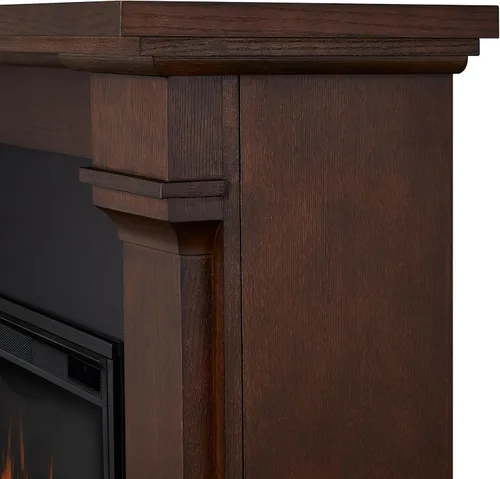 Vista 6 de Real Flame Callaway Chimenea eléctrica Grand de 63" con repisa en roble castaño, chimenea eléctrica independiente de gran tamaño para interiores
