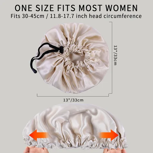 Vista 5 de RedJoe 22 Momme - Gorro de seda de morera 100 % para dormir, gorro de dormir ajustable de seda para mujeres y hombres, para el cuidado del cabello