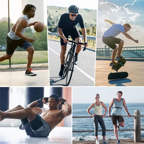 Vista 7 de Runhit - Pantalones cortos deportivos de compresión para hombre, de elastano para correr y entrenar
