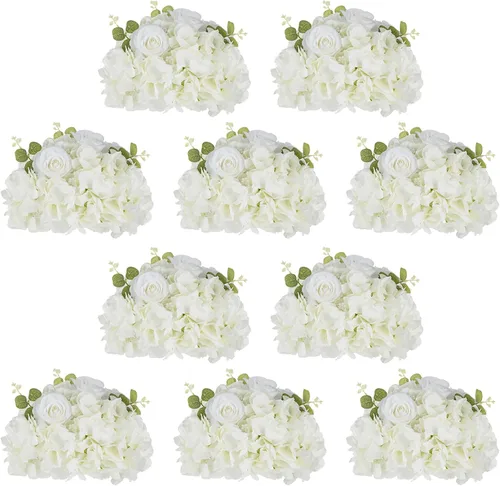 Vista 13 de NUPTIO Ramo de Arreglo de Bolas de Flores - 10 Piezas de 14.2 pulgadas de Diámetro Bolas de Flores Falsas Rosas Rosadas para Centros de Mesa