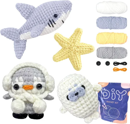 Vista 8 de YAMAXIN Kit de Ganchillo para Principiantes Adultos – 4PCS Kit de Inicio de Amigurumi de Animales de Ganchillo con Hilo, Ganchos, Herramientas
