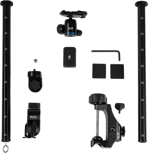 Vista 3 de SLIK Creator's Studio Kit (618-762) Kit todo en uno con extensión de poste de abrazadera de 17 pulgadas, brazo deslizante II de 19.5 pulgadas
