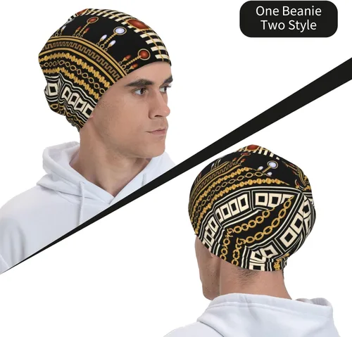 Vista 56 de Gorro africano holgado para adultos, tejido elástico, de calavera, gorro de invierno para exteriores para mujeres y hombres