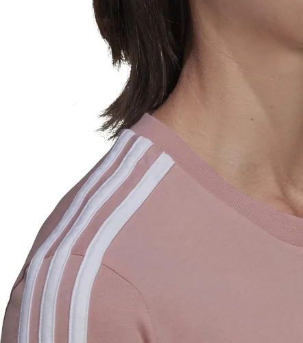 Vista 4 de adidas Camiseta corta de 3 rayas Essentials para mujer Negro-blanco
