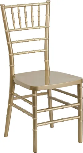 Vista 3 de BizChair Silla Chiavari apilable de resina dorada