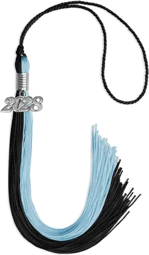 Vista 236 de Endea Graduation Borla de doble color con gota de fecha plateada (negro/oro antiguo, 2025)