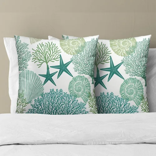 Vista 3 de Fundas de cojín decorativas con temática de verano náutica costera de 12 x 12 pulgadas, juego de 2 fundas de cojín de color aguamarina azul verdoso