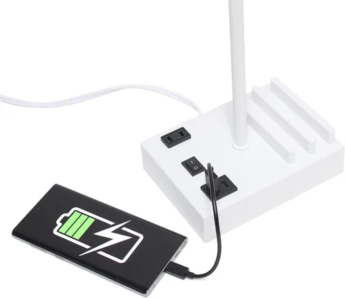 Vista 6 de Simple Designs LT1110-WOW - Lámpara de escritorio rectangular moderna de 15.3 pulgadas de alto con 2 puertos USB y salida de carga con pantalla