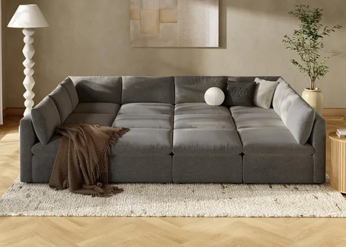 Vista 62 de mopio Sofá modular de gran tamaño con fundas y almacenamiento totalmente extraíbles, secciones convertibles en forma de U y L, moderno sofá de nube