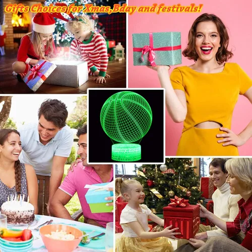 Vista 7 de Luz nocturna de baloncesto, lámpara de ilusión LED 3D con control remoto y cable USB, luces intercambiables de 16 colores, el mejor regalo