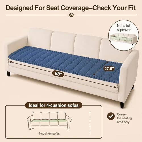 Vista 50 de decorUhome Funda de sofá para perros, funda antideslizante y mullida para sofá, para asiento, respaldo y reposabrazos, protector de sofá suave