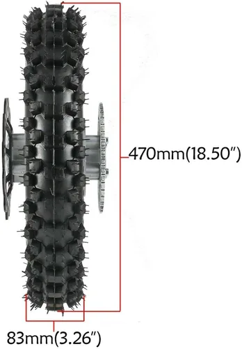 Vista 5 de 80/100 Rueda trasera de 12 pulgadas con disco de freno y disco de engranajes, neumático trasero para motocros/pit bike/Monkey