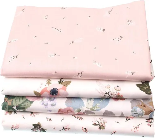Vista 4 de Paquete de tela de patchwork con patrón de flores, 4 unidades, 18.9 x 18.9 in, cuadrados, acolchado, álbumes de recortes, costura, manualidades