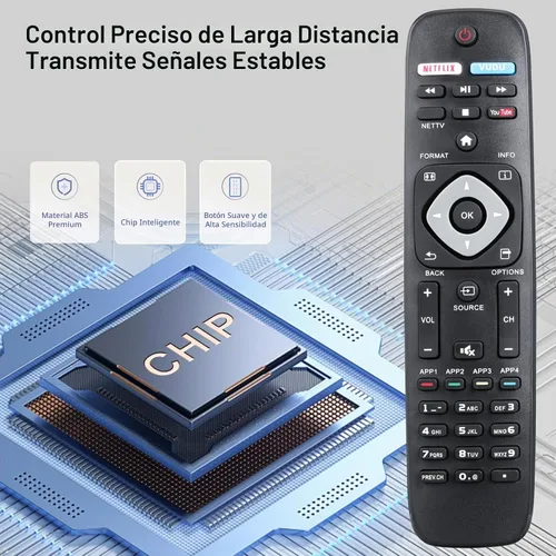 Vista 3 de NH500UP - Control remoto universal de repuesto compatible con Smart TV LCD LED 4K UHD Smart TV Philips