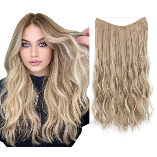 Vista 23 de SARLA Extensión de Cabello con Alambre Invisible con 3 Clips Pieza de Cabello Sintética Corta de Ondas de Playa Diadema Transparente Ajustable