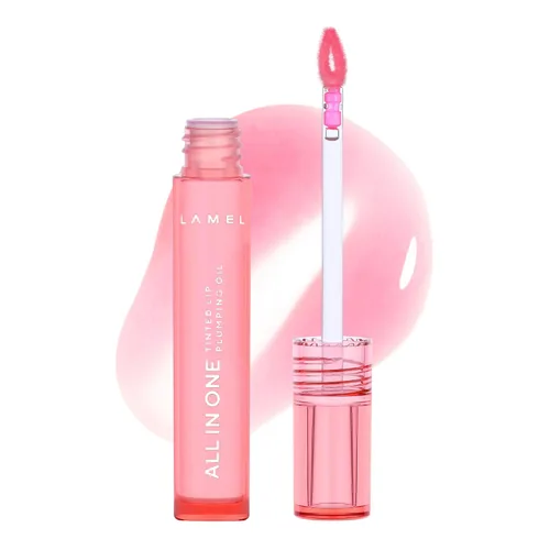 Vista 9 de Lamel Aceite labial tintado todo en uno, hielo de bayas, aceite labial voluminizador e hidratante, gel voluminizador y perfumado para uso diurno