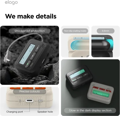 Vista 5 de elago Estuche Pager Compatible con Funda de AirPods Pro de 2ª Generación, Compatible con Funda de AirPods Pro 2, Correa de Cadena Incluida