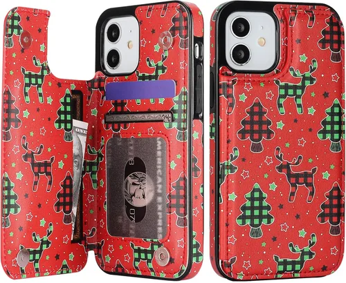 Vista 22 de HAOPINSH Funda tipo cartera para iPhone 12/12 Pro - Bandera americana Girasol, tarjetero, cuero sintético, soporte, cierre magnético doble, a prueba