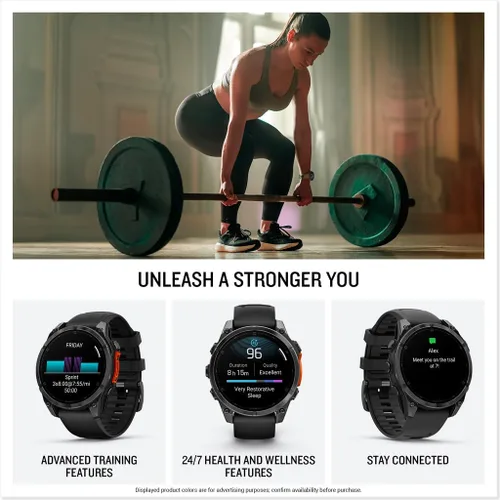 Vista 5 de Garmin fēnix® 8 – 47mm, AMOLED, Smartwatch GPS Multisport Premium, Vida Útil de Batería Larga, Certificado para Buceo, Linterna LED Integrada, Gris