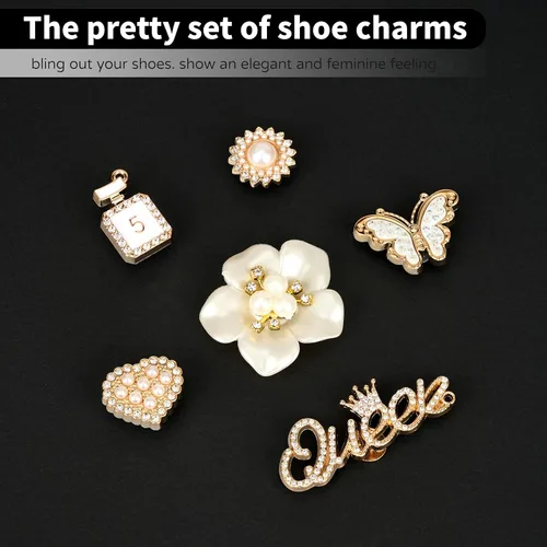 Vista 3 de Dijes brillantes para zapatos, accesorios de cadena brillante para mujeres, zuecos de flores, zapatos, decoración, joyas brillantes para zapatos
