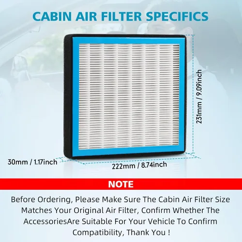 Vista 8 de CF10134 Filtro de aire de cabina HEPA para aire acondicionado con carbón activado, accesorios de filtro de aire de cabina de repuesto compatibles