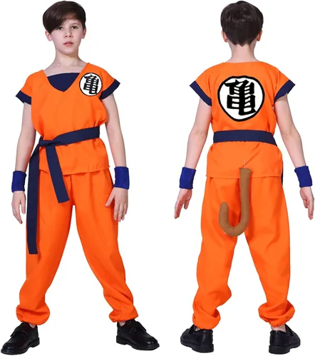 Vista 5 de Ficlwigkis Disfraz de anime para niños, disfraz japonés para hombre