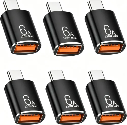 Vista 9 de BOMIE Adaptador USB C a USB, paquete de 10 unidades, 6A 120 W, carga rápida, transferencia de datos de 10 Gbps, USB C macho a USB 3.2 hembra OTG